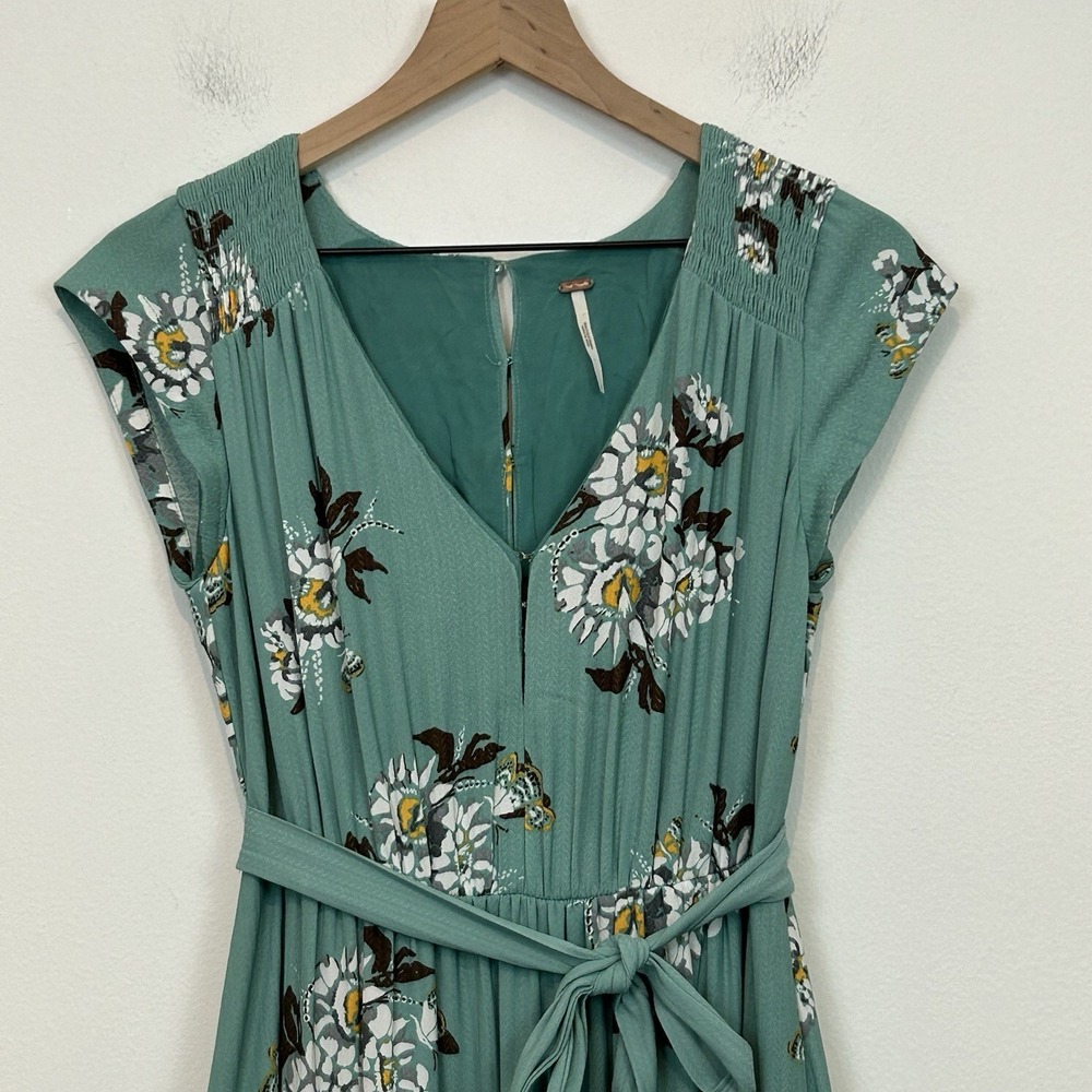 Free People Size 0 All I Got Floral Printed Maxi Dress Green Tiered Boho - Picture 7 of 16